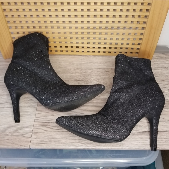 Brash black sparkle sock ankle booties Size 6.5 - Picture 2 of 9